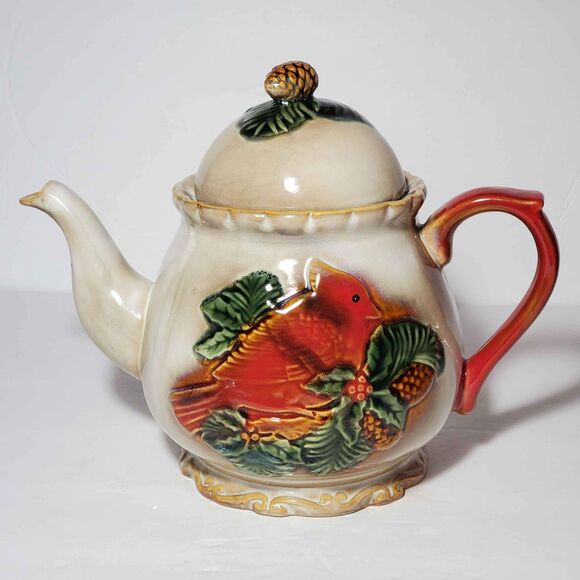 Red Cardinal Teapot Christmas Holiday Remembrance - Picture 10 of 10
